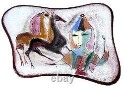 10 Polia Pillin California Studio Art Pottery Horse Vessel Bowl Tray Vtg Mcm