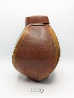 11 Early Vintage 1971 Ellen Shankin Red Lidded Twist Jar Studio Art Pottery