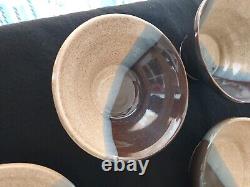 11 Pieces Vintage Studio Art Ceramic Blue Turquoise Aqua And Tan Pottery