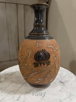 12 Vintage Stoneware Art Pottery Vase Floral design Mark Blumenfeld Signed