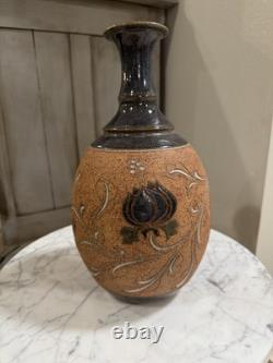12 Vintage Stoneware Art Pottery Vase Floral design Mark Blumenfeld Signed