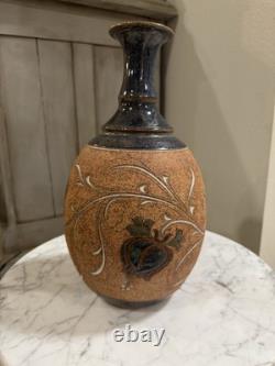 12 Vintage Stoneware Art Pottery Vase Floral design Mark Blumenfeld Signed