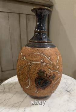 12 Vintage Stoneware Art Pottery Vase Floral design Mark Blumenfeld Signed