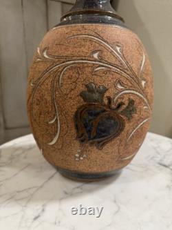 12 Vintage Stoneware Art Pottery Vase Floral design Mark Blumenfeld Signed