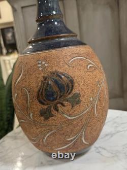 12 Vintage Stoneware Art Pottery Vase Floral design Mark Blumenfeld Signed