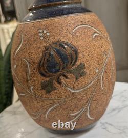 12 Vintage Stoneware Art Pottery Vase Floral design Mark Blumenfeld Signed
