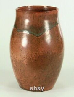 = 1920-30's Art Deco Studio Art Pottery Vase Copper Maroon Matte Glaze, Marked