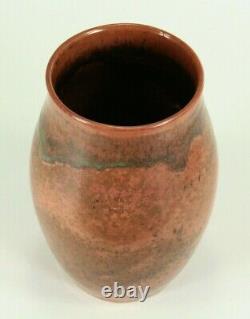 = 1920-30's Art Deco Studio Art Pottery Vase Copper Maroon Matte Glaze, Marked