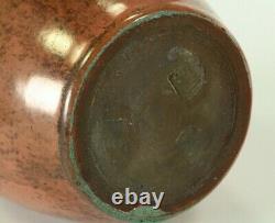 = 1920-30's Art Deco Studio Art Pottery Vase Copper Maroon Matte Glaze, Marked