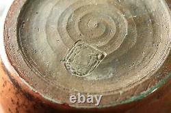 = 1920-30's Art Deco Studio Art Pottery Vase Copper Maroon Matte Glaze, Marked