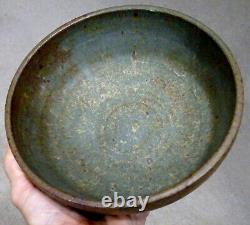 1954 LAURA ANDRESON Vintage MID-CENTURY MODERN Signed STONEWARE Bowl CALIFORNIA