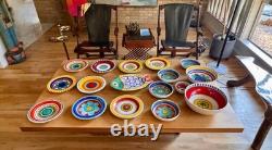 1964 8 Desimone Italian Studio Art Pottery Flower Dinner Bowl Vessel Vtg Mcm