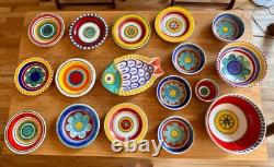 1964 8 Desimone Italian Studio Art Pottery Flower Dinner Bowl Vessel Vtg Mcm