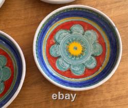 1964 8 Desimone Italian Studio Art Pottery Flower Dinner Bowl Vessel Vtg Mcm