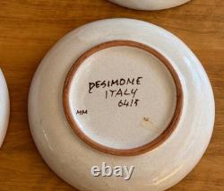 1964 8 Desimone Italian Studio Art Pottery Flower Dinner Bowl Vessel Vtg Mcm