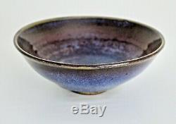 1969 Harding Black Vtg Mid Century Modern Studio Pottery Bowl Texas Artist Blue