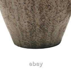 1970s Studio Pottery Vase Signed MD Textured Earth-Tone Glaze