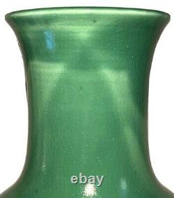 1987 Walter Yovaish New York Large Jade Green Studio Art Pottery Ceramic Vase