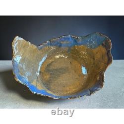 1990's Vintage Organic Brutalist Freeform Studio Pottery Bowl, Signed
