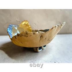 1990's Vintage Organic Brutalist Freeform Studio Pottery Bowl, Signed