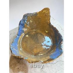 1990's Vintage Organic Brutalist Freeform Studio Pottery Bowl, Signed
