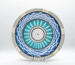 1992 Wayne Bates 11.75 Porcelain Blue Sgraffito Platter Vintage Studio Pottery
