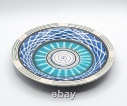 1992 Wayne Bates 11.75 Porcelain Blue Sgraffito Platter Vintage Studio Pottery