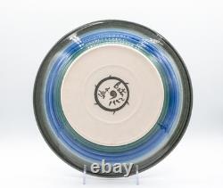 1992 Wayne Bates 11.75 Porcelain Blue Sgraffito Platter Vintage Studio Pottery