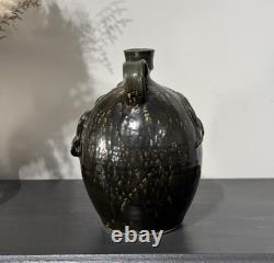 1995 JS Pottery Folk Art Face Jug Snake Jack Sexton Studio Pottery NC Vintage