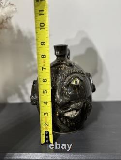 1995 JS Pottery Folk Art Face Jug Snake Jack Sexton Studio Pottery NC Vintage