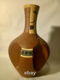 1/1 Awesome Rare Abstract Signed Native Studio Pottery Vase 12x7Vintage Fine Art
