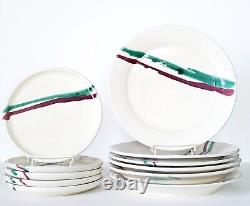 (20) Vintage Ceramic Studio Art Pottery Dinnerware Signed Jensen Setting For 5