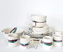 (20) Vintage Ceramic Studio Art Pottery Dinnerware Signed Jensen Setting For 5