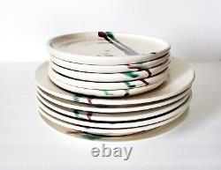 (20) Vintage Ceramic Studio Art Pottery Dinnerware Signed Jensen Setting For 5
