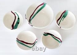 (20) Vintage Ceramic Studio Art Pottery Dinnerware Signed Jensen Setting For 5