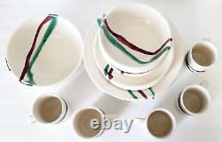 (20) Vintage Ceramic Studio Art Pottery Dinnerware Signed Jensen Setting For 5