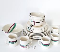 (20) Vintage Studio Art Pottery Dinnerware Signed Jensen Setting For (5)