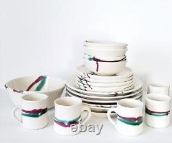 (20) Vintage Studio Art Pottery Dinnerware Signed Jensen Setting For (5)
