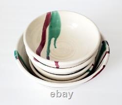(20) Vintage Studio Art Pottery Dinnerware Signed Jensen Setting For (5)