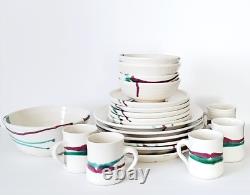 (20) Vintage Studio Art Pottery Dinnerware Signed Jensen Setting For (5)