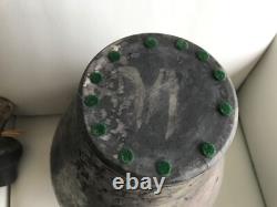 24 Clay Vessel with lid Pottery Vase Signed Dramatic Piece