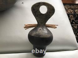 24 Clay Vessel with lid Pottery Vase Signed Dramatic Piece