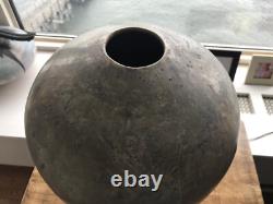 24 Clay Vessel with lid Pottery Vase Signed Dramatic Piece