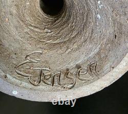 (289) RARE Vintage Elinor Jensen Studio Pottery Goblets In Tan & Gray Set Of 6