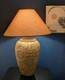 (2) PostModern Vintage Studio Pottery Geometric Relief Table Lamps withShade