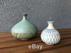 2 Rose Dodds Studio Pottery Vase Pot Vintage Ceramic MID Century Berkeley Ca Era