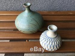 2 Rose Dodds Studio Pottery Vase Pot Vintage Ceramic MID Century Berkeley Ca Era