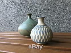 2 Rose Dodds Studio Pottery Vase Pot Vintage Ceramic MID Century Berkeley Ca Era