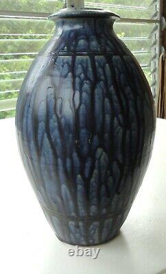 2 Studio Pottery MCM Johgus Bornholm Denmark Pitcher Compton VT Drip Glaze Vase