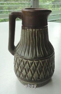 2 Studio Pottery MCM Johgus Bornholm Denmark Pitcher Compton VT Drip Glaze Vase